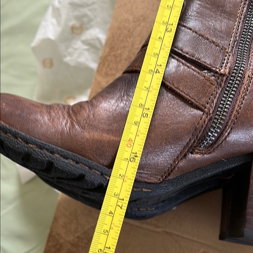 Born Brown Leather Knee-High Heeled Boots - Picture 15 of 16